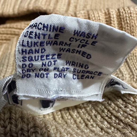 Ms Casuals Vintage 1990s Tan Mock Turtleneck Loose Knit Cardigan Sweater Small - Picture 16 of 16